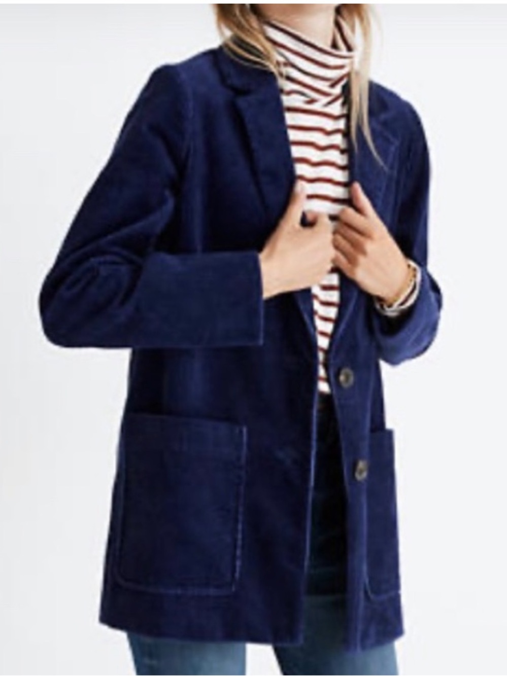 Madewell Corduroy Dorset Blazer Jacket Deep Midnight Pockets Medium Boho Retro